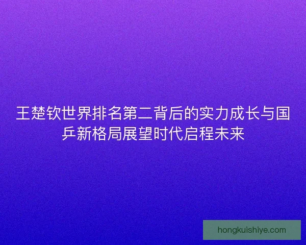 王楚钦世界排名第二背后的实力成长与国乒新格局展望时代启程未来