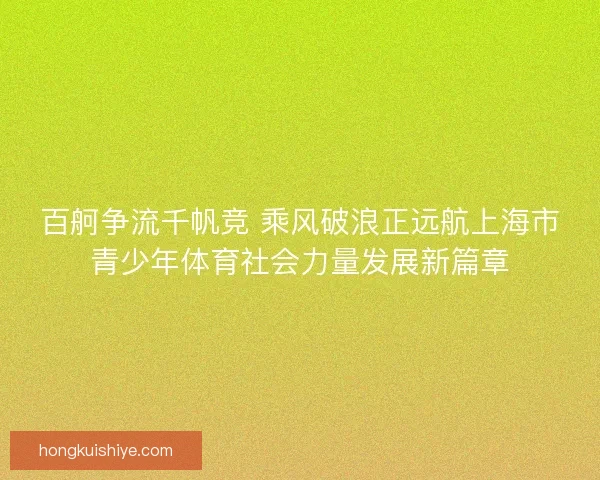 百舸争流千帆竞 乘风破浪正远航上海市青少年体育社会力量发展新篇章