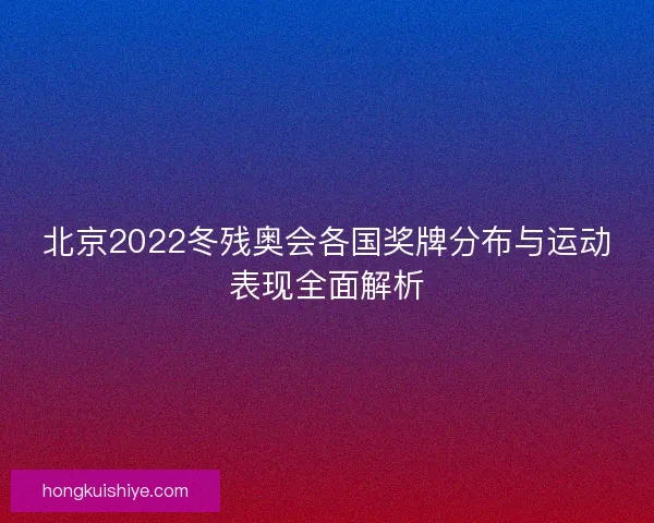 北京2022冬残奥会各国奖牌分布与运动表现全面解析