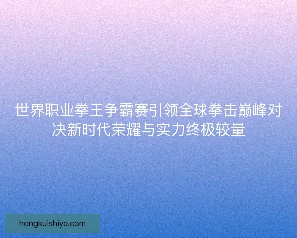 世界职业拳王争霸赛引领全球拳击巅峰对决新时代荣耀与实力终极较量