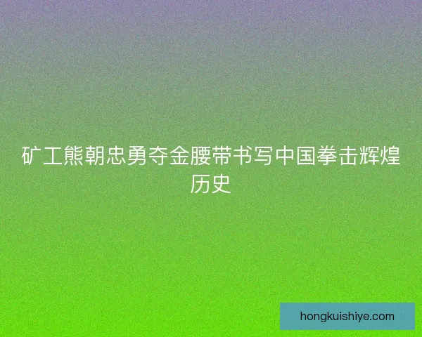 矿工熊朝忠勇夺金腰带书写中国拳击辉煌历史